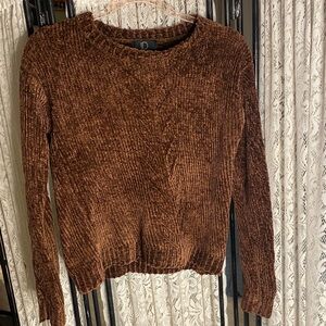 ID Identity Brown Chenille Women's Sweater Cropped Size S NEW